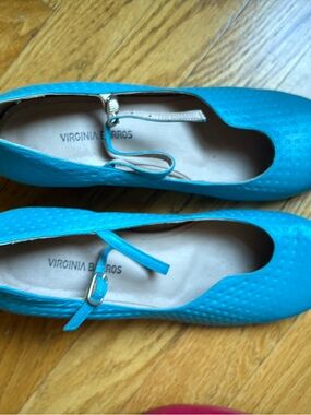 Teal Mary Jane Heels Real Leather Shoes from Brazil